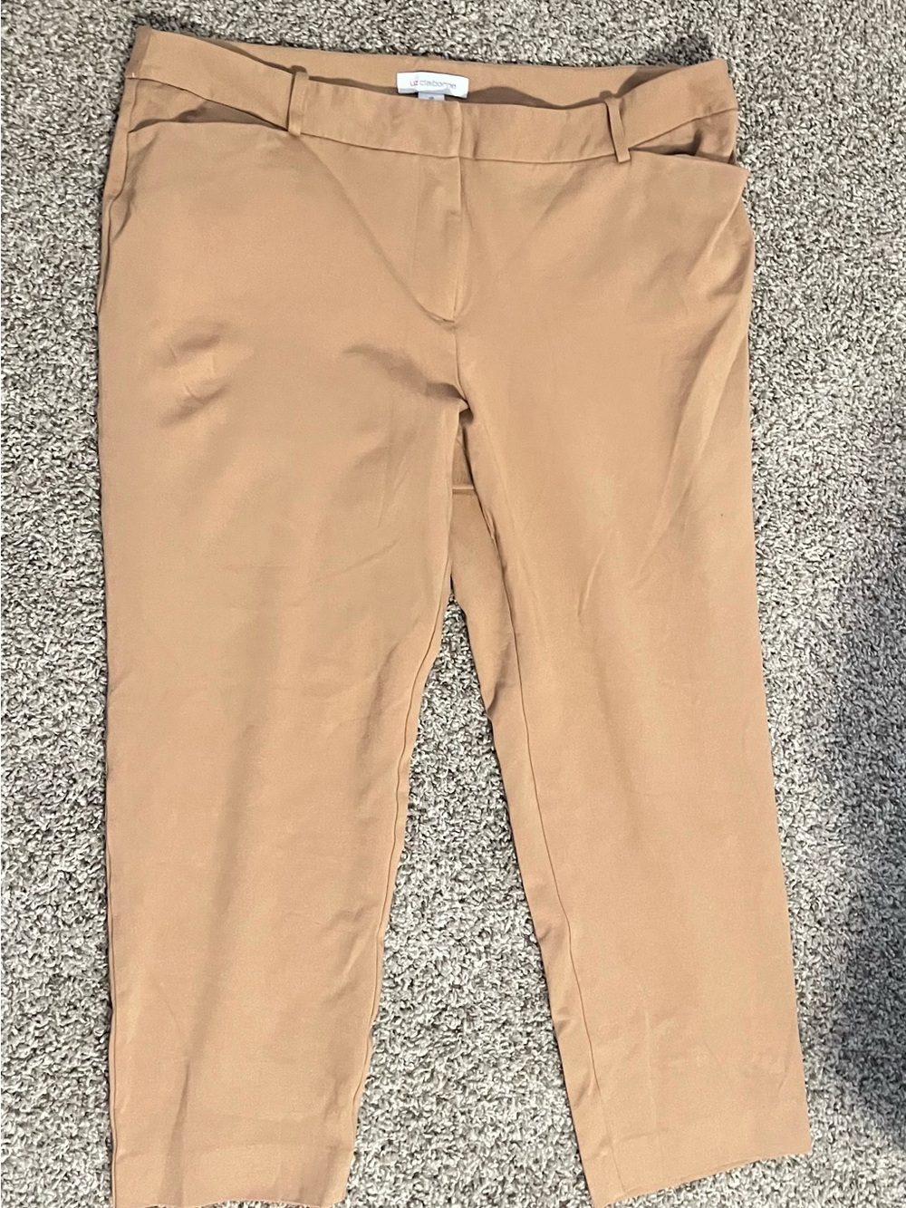 Liz Claiborne Cropped Straight-Leg Pants in Camel Tan